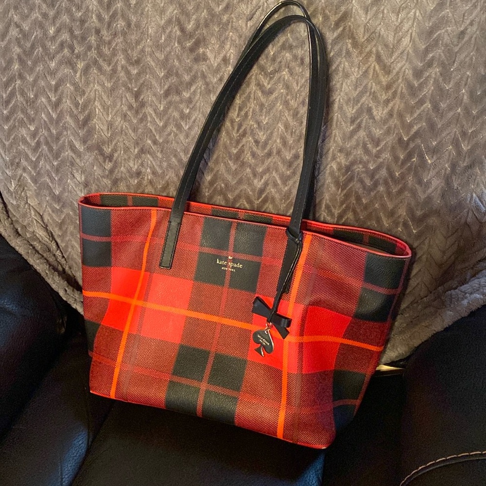 Kate Spade Ellison Avenue Sidney Red Plaid Tote